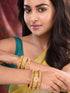 Set Of 6 Gold Plated Panchi Kundan Studded Bridal Bangles
