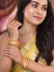 Set Of 6 Gold Plated Panchi Kundan Studded Bridal Bangles