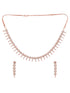 Rose Gold Plated White AD Studded Handcrafted Contemporary Jewellery Set Dropdown Earrings