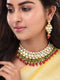 Gold Toned Kundan studded Red & Green Bead studded Handcrafted Jewellery Set