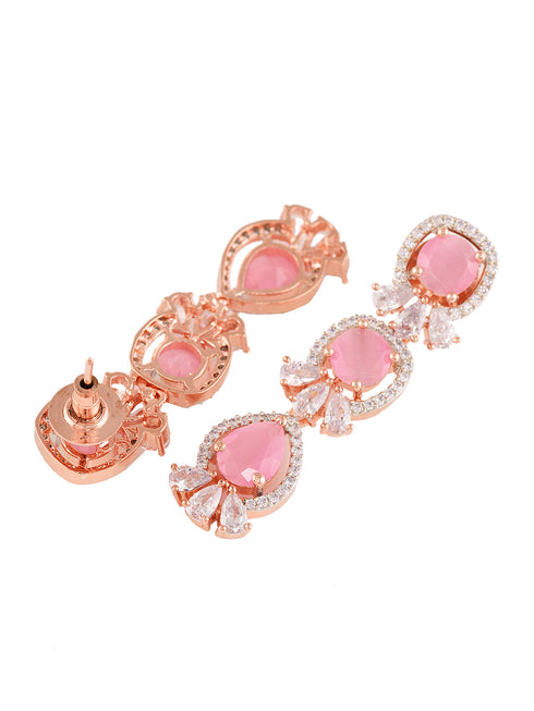 Pastel Pink Designer contemporary Necklace Earrings for women & Girls