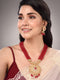 Gold Plated Red & White Pearl Beaded Necklace Jewellery Set