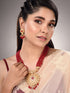 Gold Plated Red & White Pearl Beaded Necklace Jewellery Set
