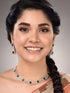 Rose Gold Plated White & Green AD Studded Modern Necklace Jewellery Set