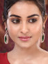 Rose Gold Plated Green AD Studded Oval Statement Earrings