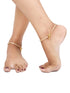 Set Of 2 Gold Plated White AD Studded Modern Payal Anklet