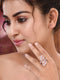 Rose Gold Polished White AD Floral Engagement Ring