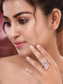 Rose Gold Polished White AD Floral Engagement Ring