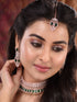 Rose Gold Plated Green AD Studded Bridal Choker Jewellery Set