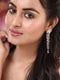 Rose Gold Plated White AD Encrusted Feather Design Earings