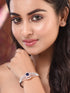 Rose Gold Plated Blue AD Handcrafted Bangle Style Bracelet