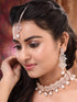 Rose Gold Toned White AD Studded & Pearl Beaded Choker Jewellery Set Mangtika