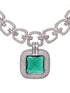 Silver Plated Green AD Studded Statement Necklace Jewellery Set