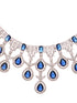 Silver plated Blue AD Studded statement Necklace Jewellery Set Mangtika