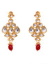 Gold Toned Kundan studded Red & Green Bead studded Handcrafted Jewellery Set