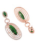 Rose Gold Plated Green AD Studded Oval Statement Earrings