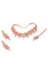 Rose Gold Toned White AD Studded & Pearl Beaded Choker Jewellery Set Mangtika