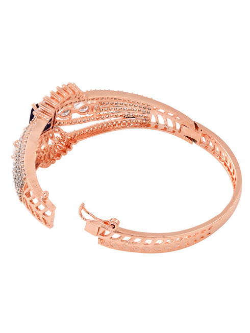 Rose Gold Plated Blue AD Handcrafted Bangle Style Bracelet