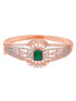 Rose Gold Toned Green AD Encrusted Statement Kada Bracelet