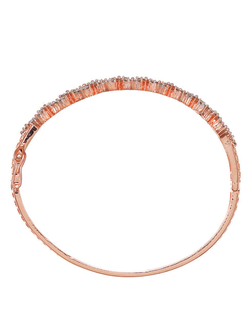 Rose Gold Plated AD Studded Statement Bangle Bracelet