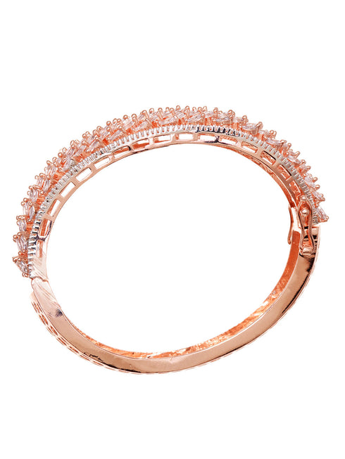 Rose Gold Toned AD Studded Handcrafted Bangle Style Bracelet