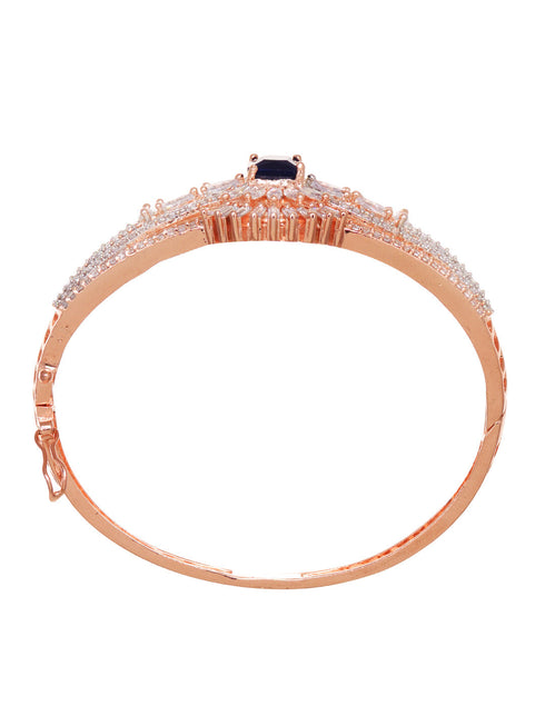 Rose Gold Plated Blue AD Handcrafted Bangle Style Bracelet