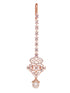 Rose Gold Toned White AD Studded & Pearl Beaded Choker Jewellery Set Mangtika