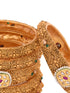 Set Of 6 Gold Plated Panchi Kundan Studded Bridal Bangles
