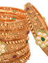 Set Of 6 Panchi Gold Plated Floral Panchi Kundan Studded Designer Bangles