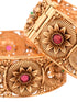 Set Of 2 Gold Plated Red Stone Studded Floral Openable Bangles
