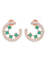 Rose Gold Plated Green AD Studded Half Hoop Stud Earrings