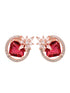 Rose Gold Plated Pink Ruby AD Floral Contemporary Studs Earrings