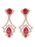 Rose Gold Plated Pink Ruby & White AD Studded Quirky Dropdown Earrings
