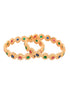 Set of 2 Gold Toned Multi Coloured AD studded Handcrafted Bridal kangan Bangles