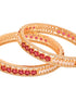 Set Of 2 Red Gold Plated Handmade Red &White AD Studded Bridal Kangan Bangles