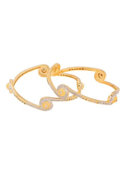 Set Of 2 White Gold Plated White AD studded Handcrafted Designer Bangles