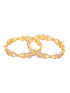 Set Of 2 Dua Toned Gold Plated Whitee AD Studded Handcrafted Leafy Design Bangles