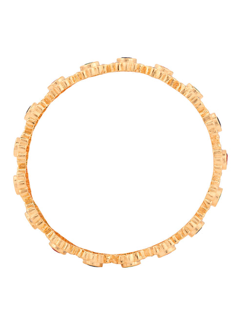 Set of 2 Gold Toned Multi Coloured AD studded Handcrafted Bridal kangan Bangles