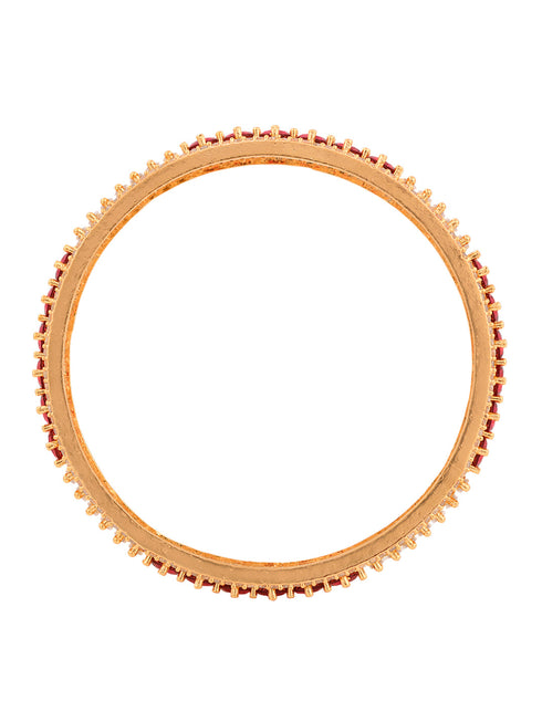 Set Of 2 Red Gold Plated Handmade Red &White AD Studded Bridal Kangan Bangles