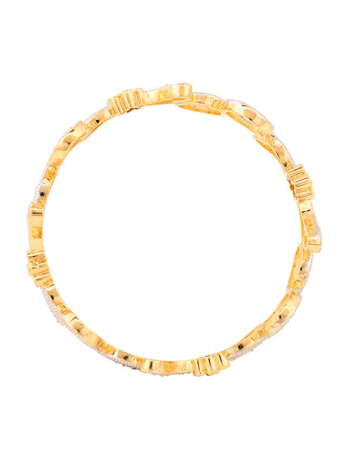 Set Of 2 White Gold Plated White AD studded Handcrafted Designer Bangles
