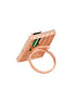 Rose Gold Plated Green Studded Solitaire Adjustable Cocktail Finger Ring