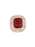 Rose Gold Plated Pink Ruby Studded Adjustable Cocktail Finger Ring