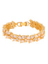 Rose Gold Plated Leaf Design White AD studded Designer Tennis Bracelet For Her