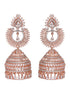 Rose Gold Plated White AD Studded Lightweight Jhumka Earrings