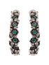 Silver Oxidised Green stone Studded Hoop Earrings