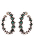 Silver Oxidised Green stone Studded Hoop Earrings