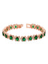 Rose Gold Plated Oval Green Ad Studded Designer Tennis Bracelet For Her