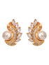 Gold Plated White AD & Pearl Studded Studs Earrings