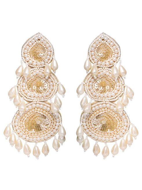 White Contemporary Dropdown Earrings