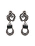 Silver Oxidised Black Stone Studded Double Layered Necklace Jewellery Set